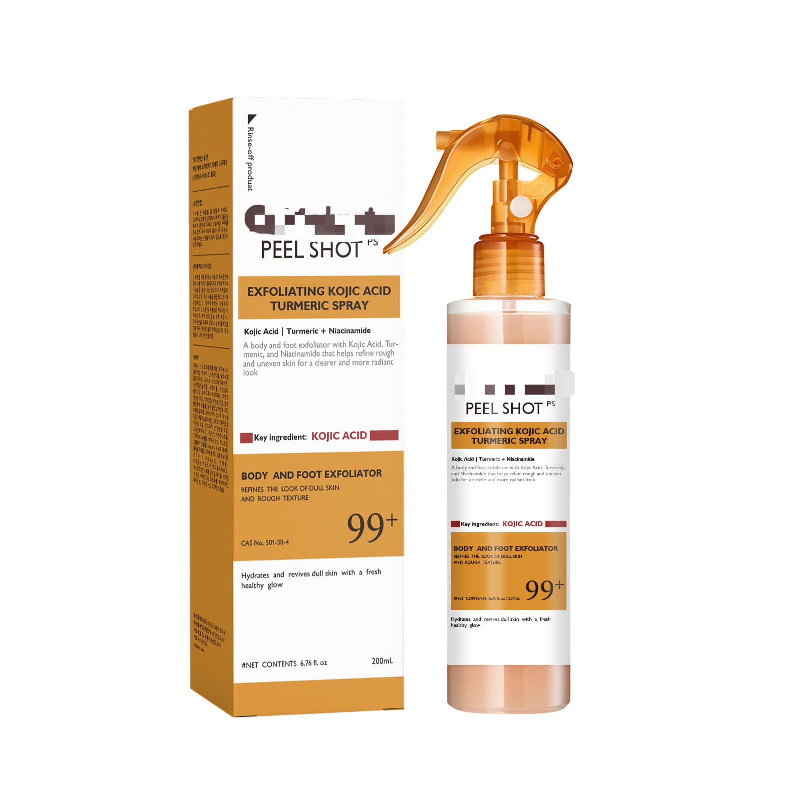 Cross-border Exclusive Dr.Peel Shot Turmeric Spray Kojic Acid Turmeric Exfoliating Scrub Spray