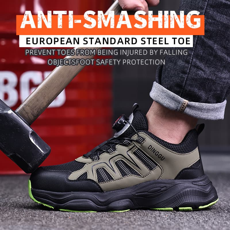 Dinggu European Standard Extra-Large Safety Shoes for Men, Anti-Smash and Anti-Puncture, Lightweight Protective Work Shoes CE