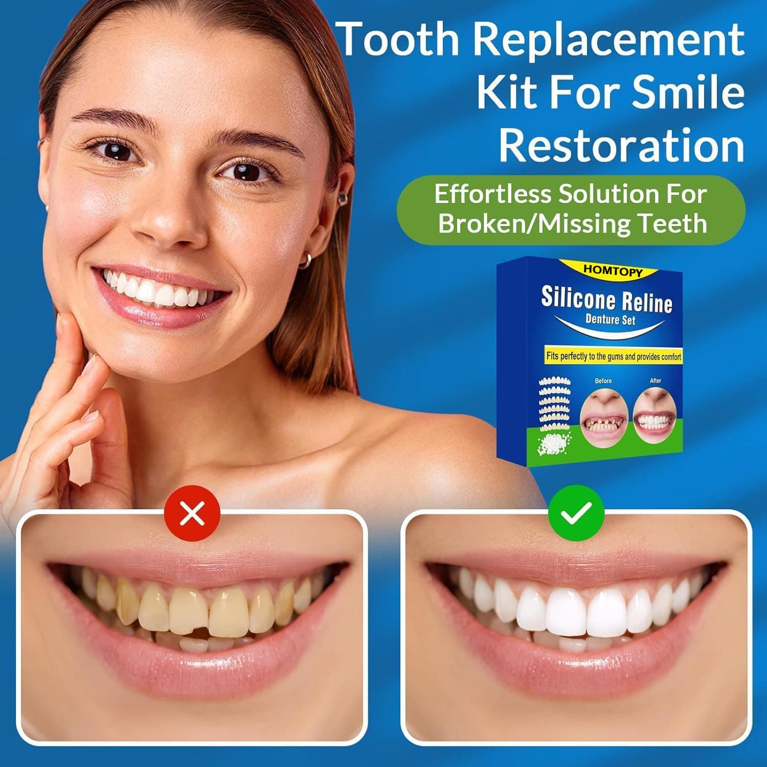 Denture Kit Daily Care Denture Set Enhances Smile Aesthetics and Comfort Natural Material Denture Kit