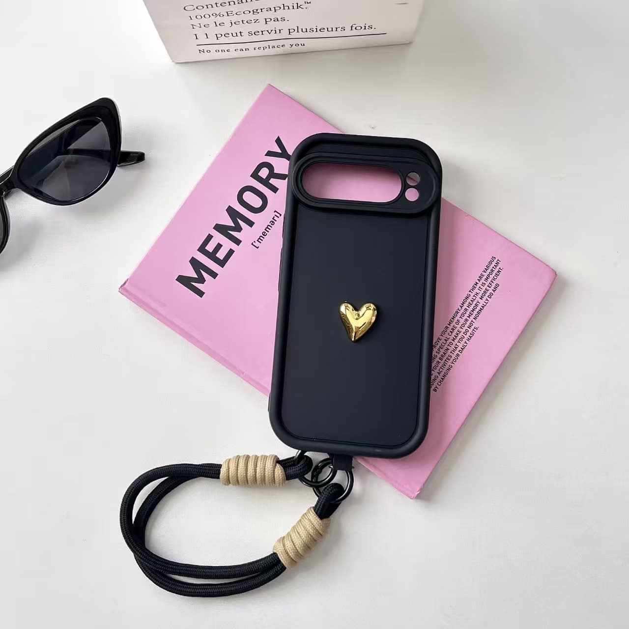3D Gold Heart Case for Google Pixel 9 Pro XL Phone Cover 8A Protective Case 7 Steps