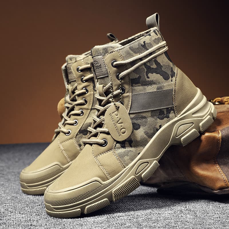 Men's Vintage Style Casual Work Boots Trendy Four Seasons Lace-up Martin Boots Mid-calf Military Desert Combat
