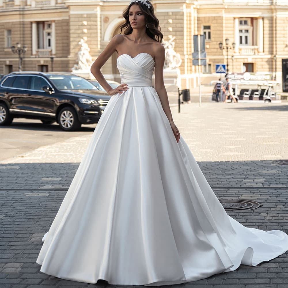Satin Light Wedding Dress 2026 Summer New Women White Simple Travel Photography Mermaid Bride Strapless Korean Style Outing Wedding Dress