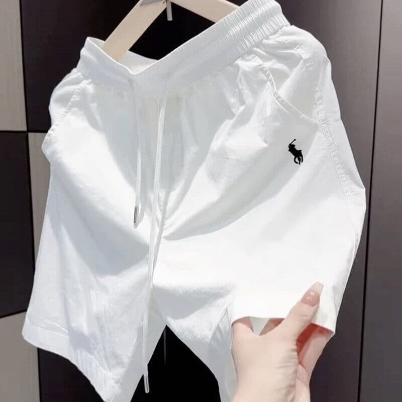 2025 Summer New Men's Solid Casual Shorts Designer Trendy Brand Embroidery Sports Straight Leg Five-Point Pants
