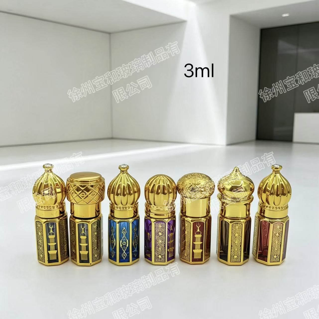 In Stock Multi-Capacity Electroplated Paint Octagonal Essential Oil Bottle Perfume Bottle Roller Ball Bottle Serum Refill Bottle Empty Bottle