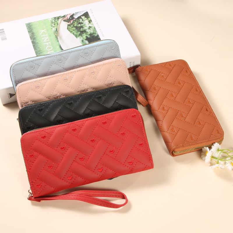 New Cross-Border Women's Wallet Spring/Summer New Simple Single Zipper Diamond Pattern Wallet Clutch Card Holder Coin Purse Fashion