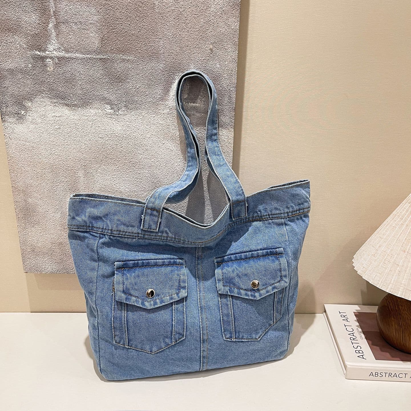 Cross-border denim bag Korean casual lightweight large-capacity tote bag niche student class shoulder bag women's bag