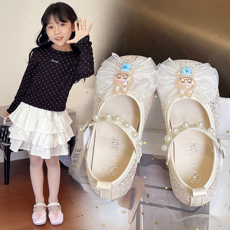 Girls' Leather Shoes Children's Princess Crystal Shoes Spring/Autumn 2025 New Style Casual Flats Rhinestone Soft-Soled Girl Performance Shoes