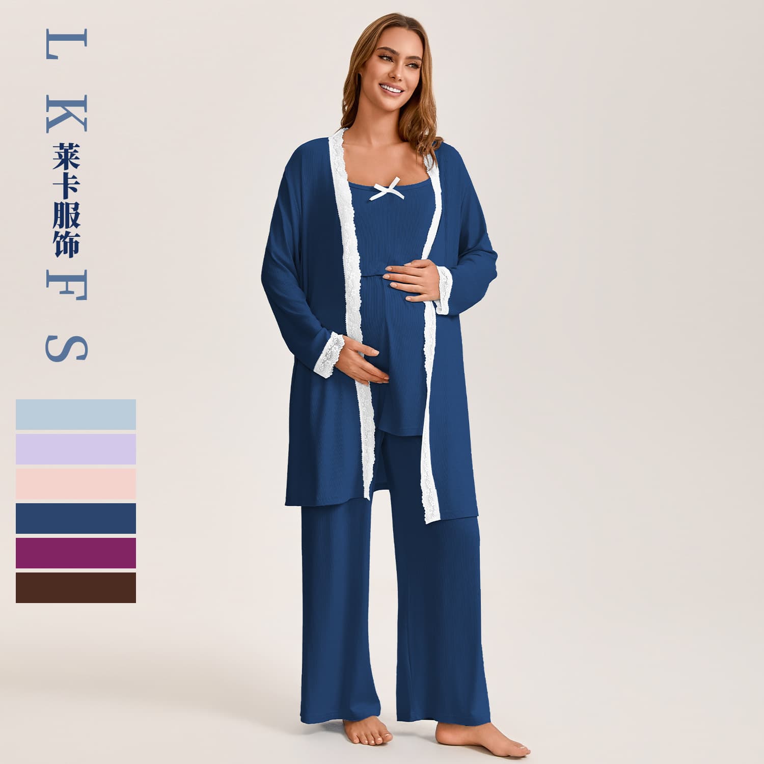 Maternity Pajamas Cross-Border Spring/Summer/Autumn Thin Three-Piece Homewear Women's Sleepwear