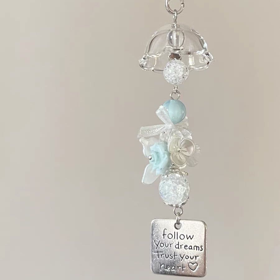 Handmade Creative Acrylic Mermaid Bell Pendant Beaded Bag Camera Phone Case Decorative Accessories Ocean Theme Small Flower Butterfly