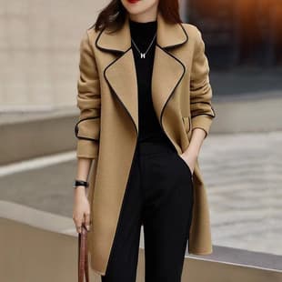 2025 Winter New Korean Style High-End Double-Faced Wool Coat Women Premium Mid-Length Trendy Wool Outerwear