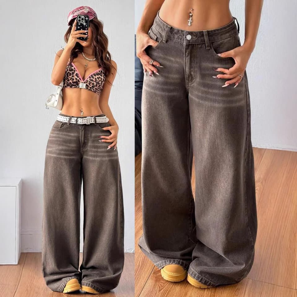 Cross-border Foreign Trade Amazon Europe and America Design Sense Wide-leg Jeans Women Loose Slimming Fashion Straight-leg Trousers ins