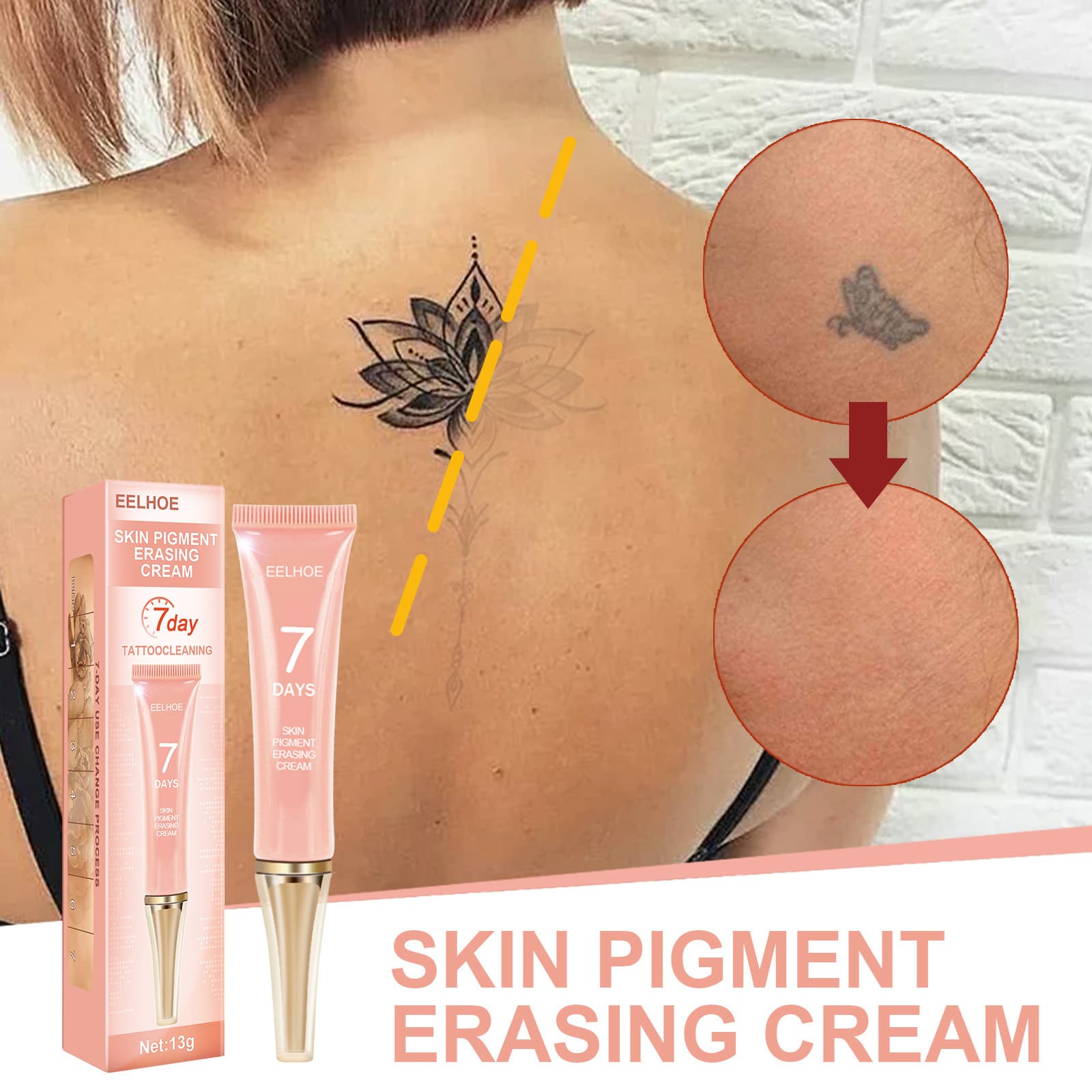 EELHOE Tattoo Removal Solution - Plant Extract-Based Fading Cleanser for Tattoos, Eyeliner, and Eyebrow Pigment