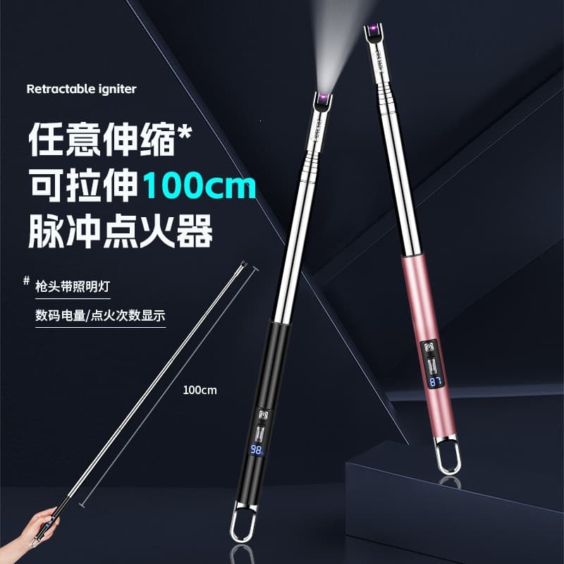 JL999 New Retractable 100CM Long Strip Rechargeable Ignition Stick Pulse Firework Lighter Kitchen Igniter