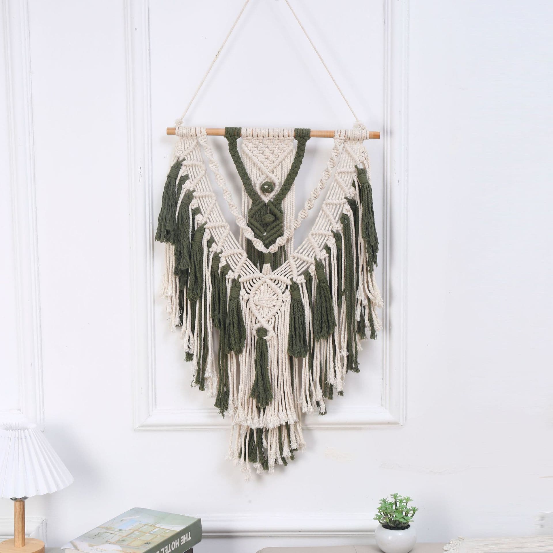 Cotton Rope Woven Tapestry Bohemian Fringe Wall Hanging Decor for Bedroom Living Room Ins Style Two-Color Tapestry