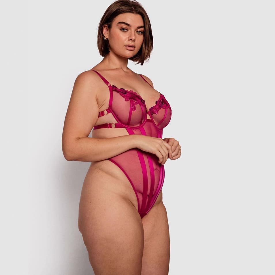 Australian bras sexy mesh embroidered ultra-thin thong seamless jumpsuit women's bottoming suspender tights