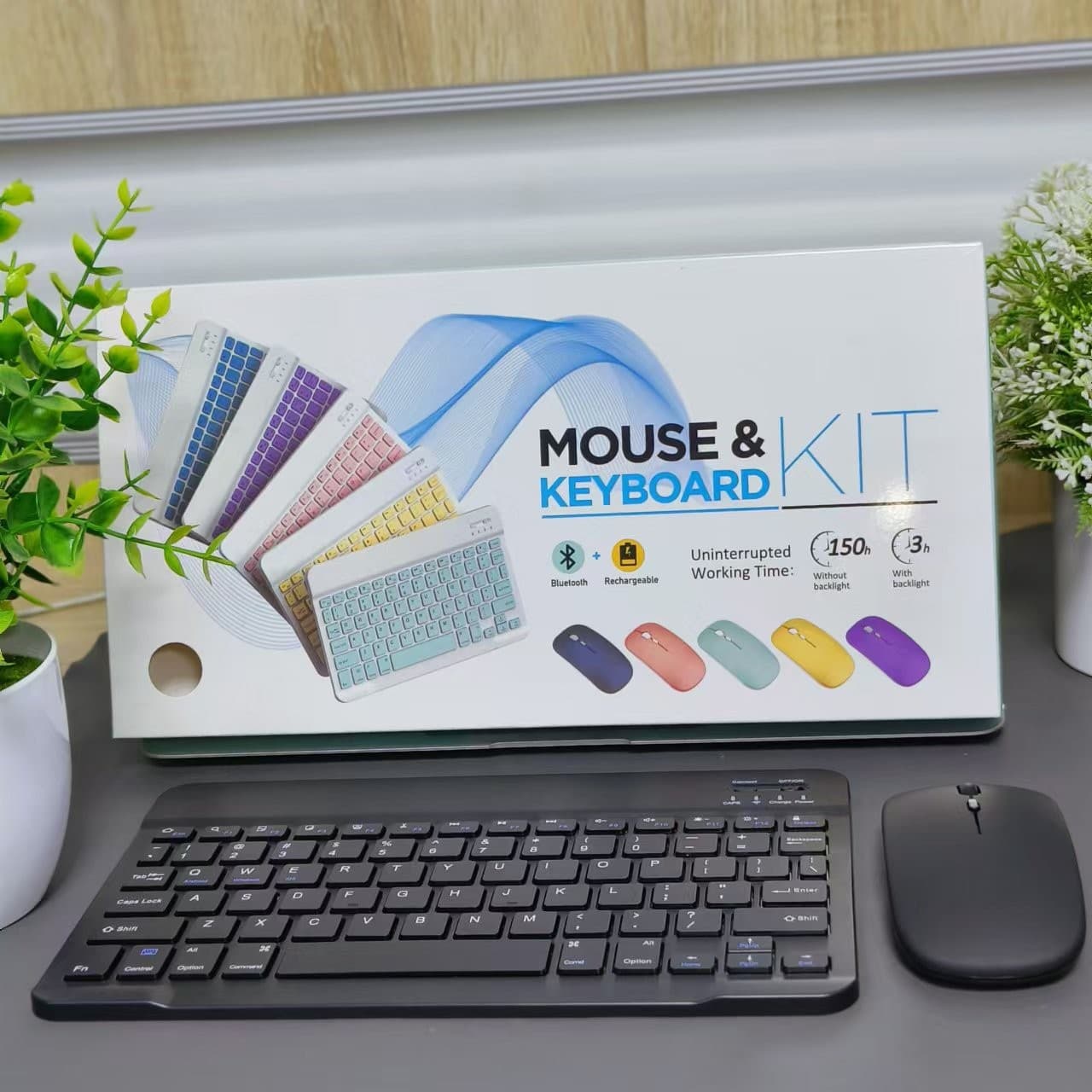Rechargeable Bluetooth Keyboard and Mouse Set for 10-inch iPad Tablets with English, Spanish, Thai, Russian Layouts