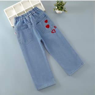 Girls Fleece-Lined Pants Wholesale, 2025 New Style Middle and Older Children Trendy Integrated Fleece Wide Leg Pants, Children's Warm Pants Wholesale
