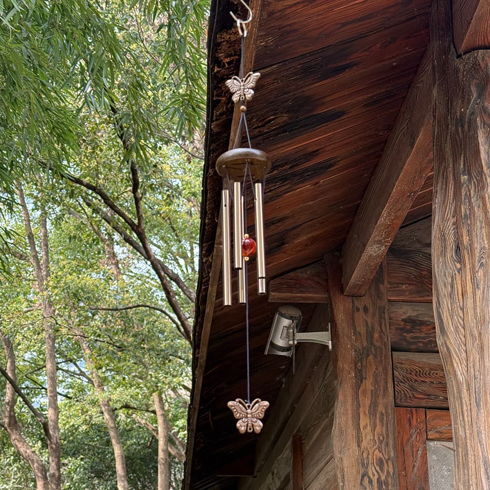 Antique butterfly Pisces five-tube wind chime pendant shop courtyard decoration retro owl aluminum tube music wind chime
