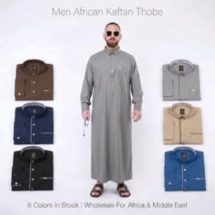 2026 New Men's Thobe Robe Traditional Men's Long Gown Cross-Border