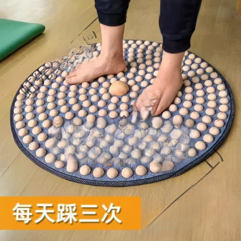 Acupressure Mat for Foot Reflexology, Indoor Meridian Massage Floor Mat, Traditional Chinese Medicine Wooden Foot Massager for Slow Jogging