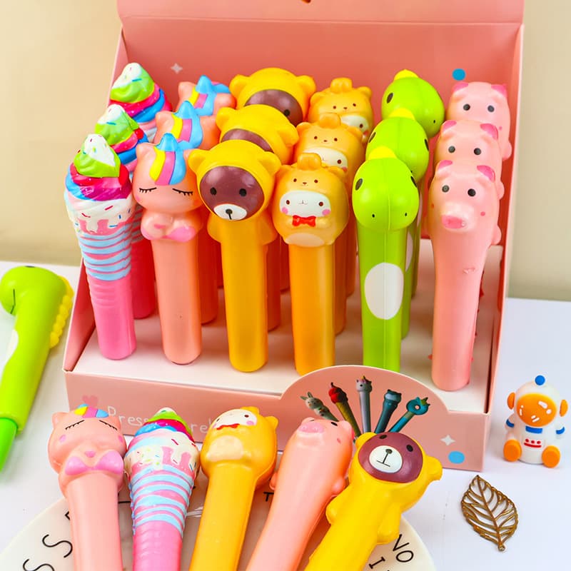 Slow rebound stress relief pen, soft squeezable pen for students, cute and adorable gel pen, creative decompression pen