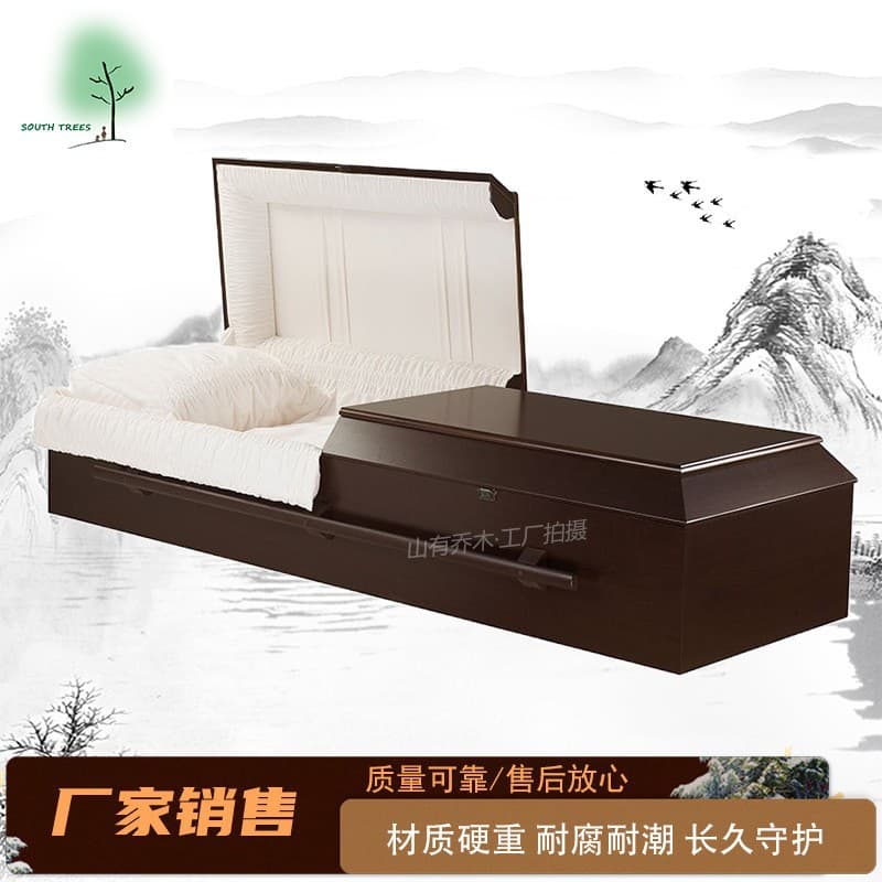 Nanjing coffin manufacturer burial large coffin American Western European style funeral supplies solid wood oak French-style casket