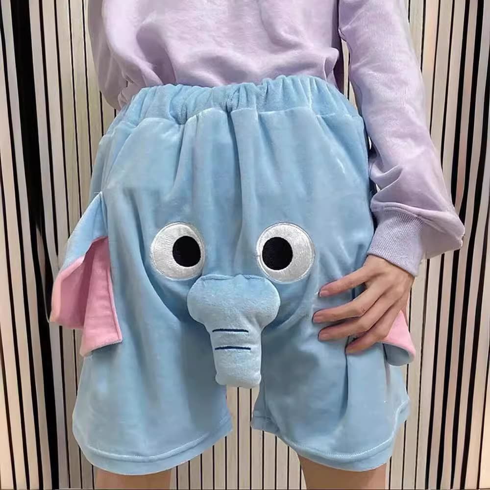 Amazon New Cartoon Shorts, Cute Funny Ugly Fish Embroidered Shorts for Women, Coral Fleece Casual Sleep Pants Cross-border
