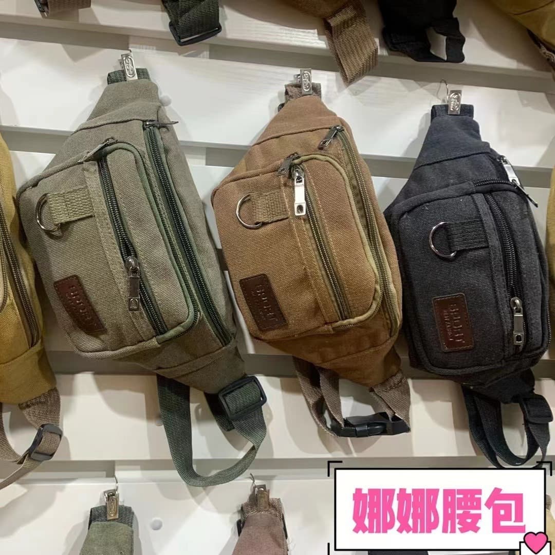 Nana in Stock Canvas Waist Bag Phone Pouch Unisex Large Capacity Cashier Sports Travel Riding Multi-functional Crossbody Bag