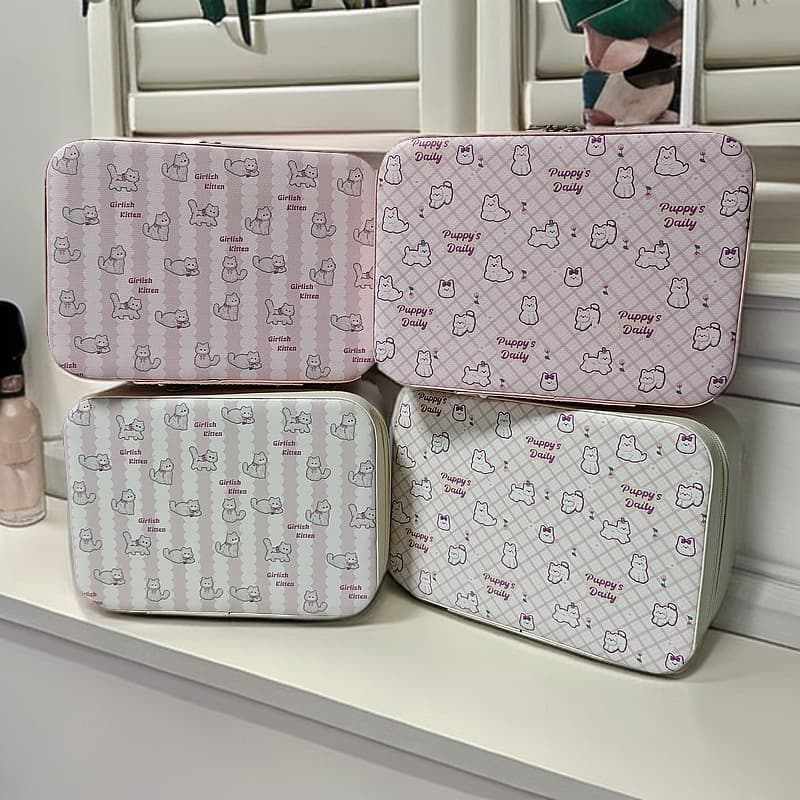 Cartoon Cake Cat Makeup Case for Women 2025 New Style High Appearance Large Capacity Skincare Organizer Handheld Cosmetic Bag