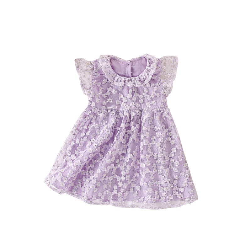 Malwee Girls Summer Dress New Style European and American Kids Round Neck Princess Dress Stylish Little Girl Dress