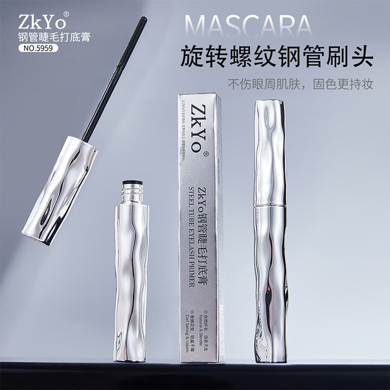 ZkYo Steel Tube Mascara Primer Long-lasting Curling Waterproof Sweatproof Lengthening Non-smudging Threaded Mascara Wholesale