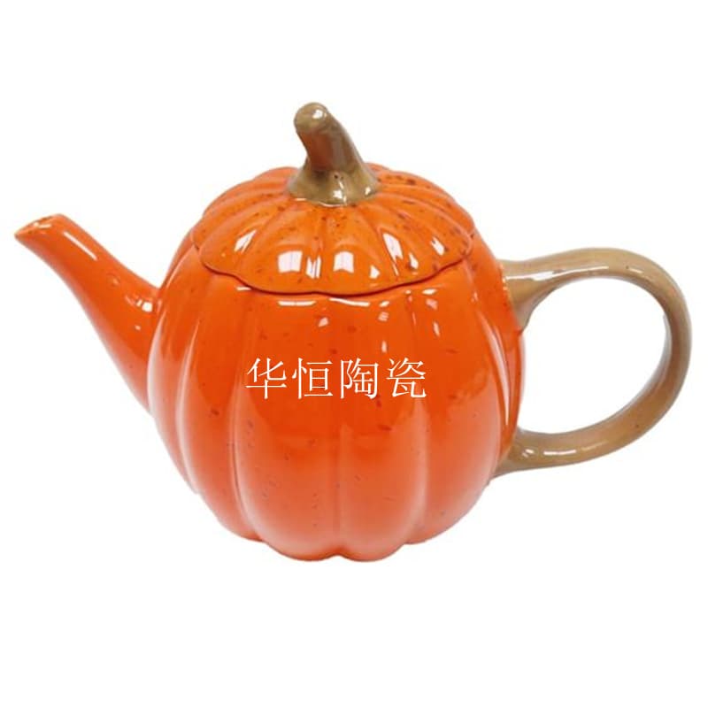 Custom Pumpkin-Shaped Ceramic Teapot with Lid for Office Milk Tea and Coffee, Export Ceramic Pumpkin Lid Teapot