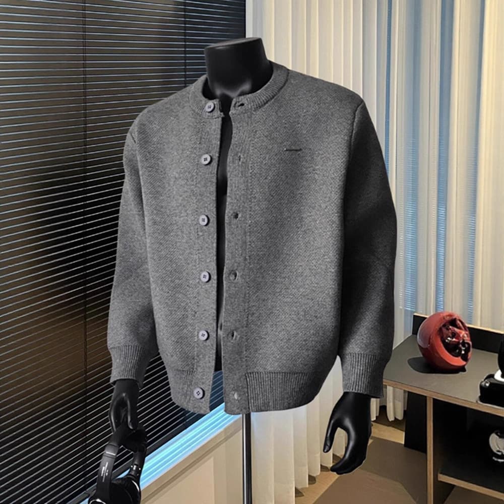 2025 New Baseball Collar Cardigan Solid Color Loose Casual Relaxed Men's Sweater Coat Unisex Outerwear Sweater