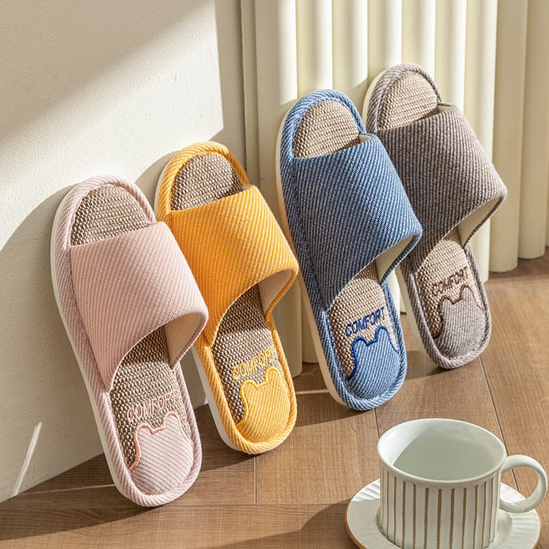 Linen slippers for women spring and autumn four-season indoor home cotton and linen "step-on-feces" sensation home anti-slip summer men wholesale custom