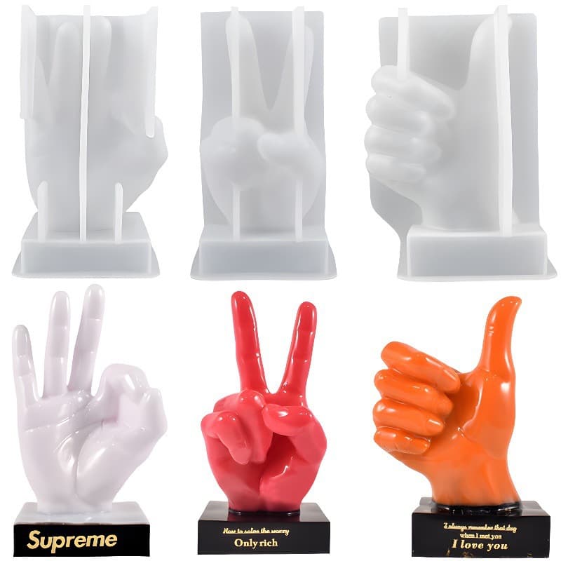 Epoxy Resin DIY Silicone Mold 3D Thumbs Up OK Gesture Plaster Scented Candle Ornament
