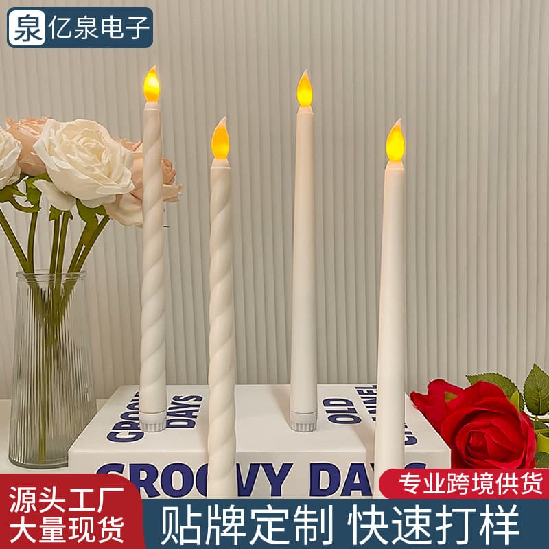 Cross-border Long Stem LED Candle, Electronic Candle for Birthday, Wedding, Restaurant Table Decoration, Ambiance Candle Decor