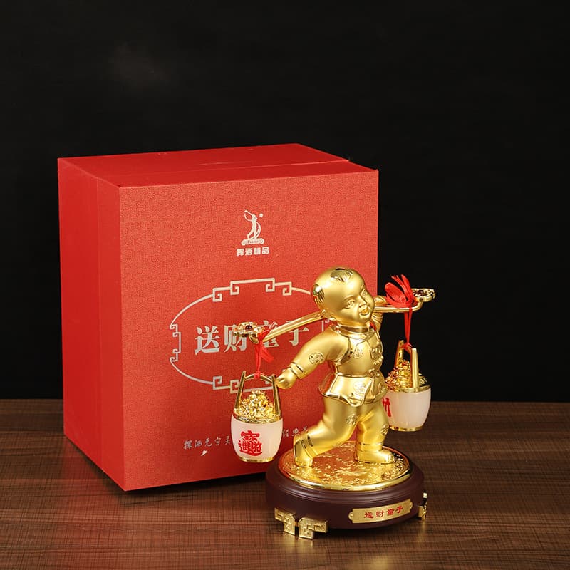 Wealth-Bringing Boy Alloy Ornament, Office Desk Decoration, Bookshelf Display, Business Gift for Leaders