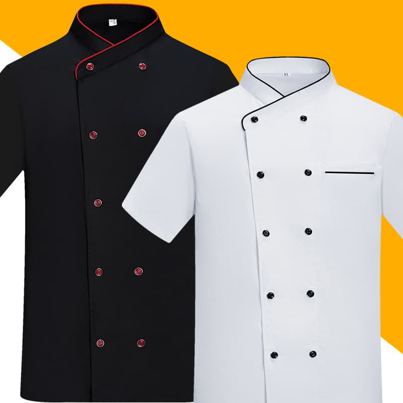 High-End Polyester-Cotton French Chef Jacket Short-Sleeved Chef Uniform Summer Men's and Women's Short-Sleeved Baking Cake Room Western Restaurant Worker