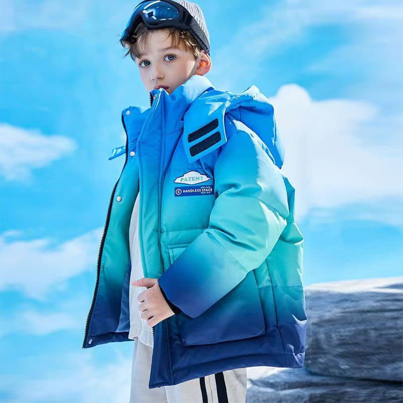 Boys Down Cotton Padded Jacket 2025 New Mid-Large Child Thick Warm Cotton Coat Boy Gradient Winter Outerwear