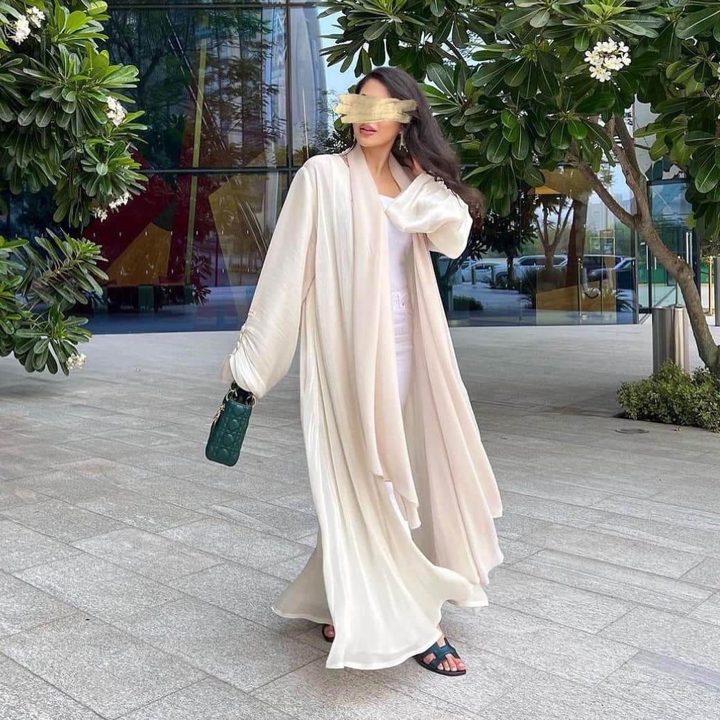 MQ098 Modest Women's Long Robe Dress with Shiny Thread, Ins Trendy Fashion Solid Color Simple Dress