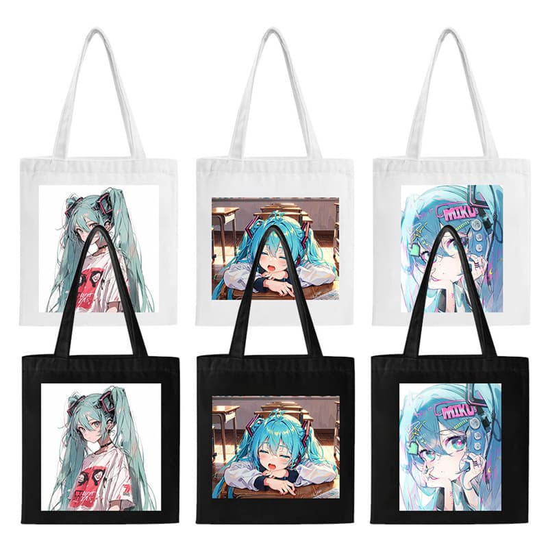 Popular manga-style Japanese canvas bags in Europe, America and Southeast Asia Hatsune-Mirai cute zipper handbag shoulder bag