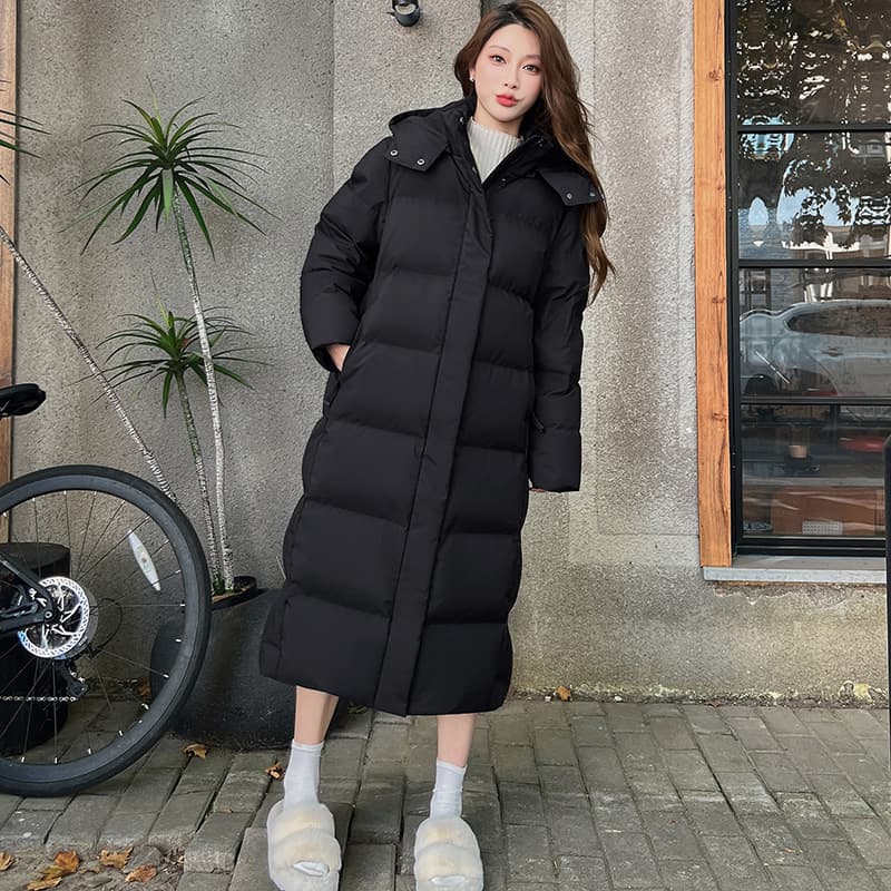 2024 Women's Down Jacket New Winter Mid-Length Loose Thickened Knee-Length Couple Simple Versatile Jiujiang Warm Coat