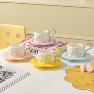 Hand-painted Ceramic Coffee Cup and Saucer Set, High-End Aesthetic Unique Mug, Creative Cross-Border Afternoon Tea Cup