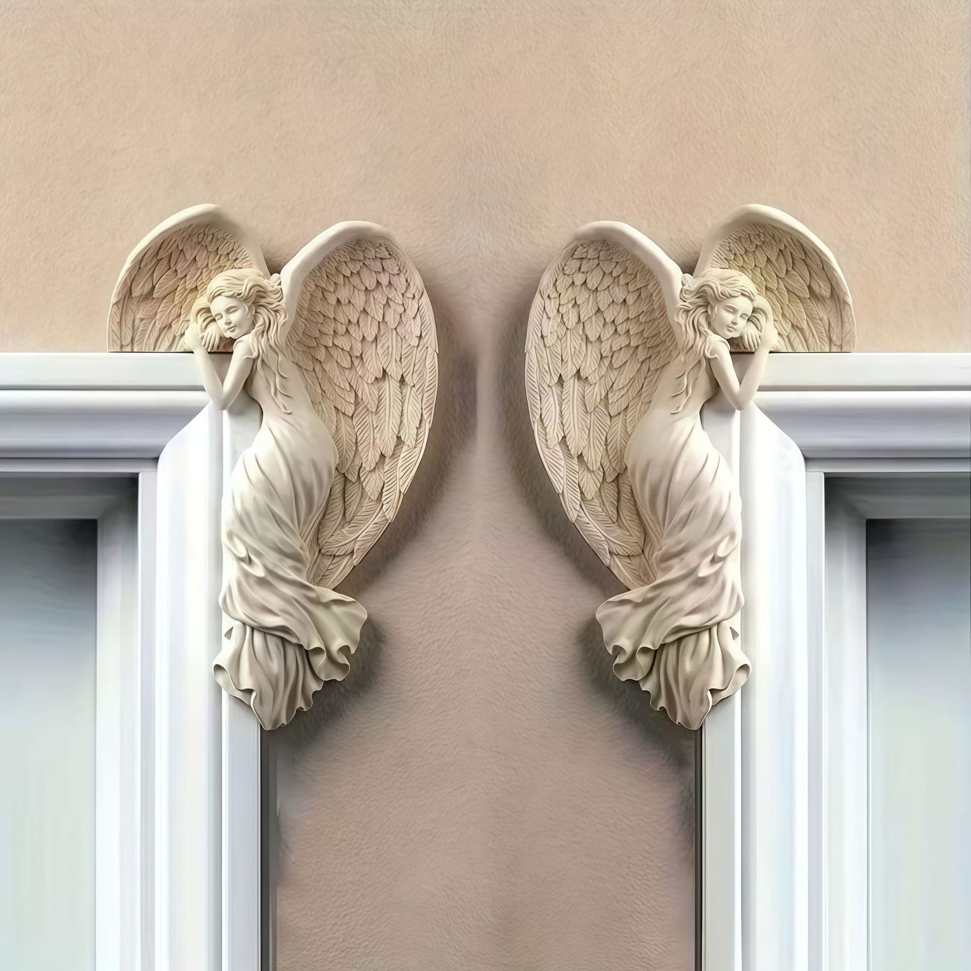 Cross-border New Angel Door Frame Ornament Awakening Angel Wings Hanging Decoration Resin Craft Pendant 3D