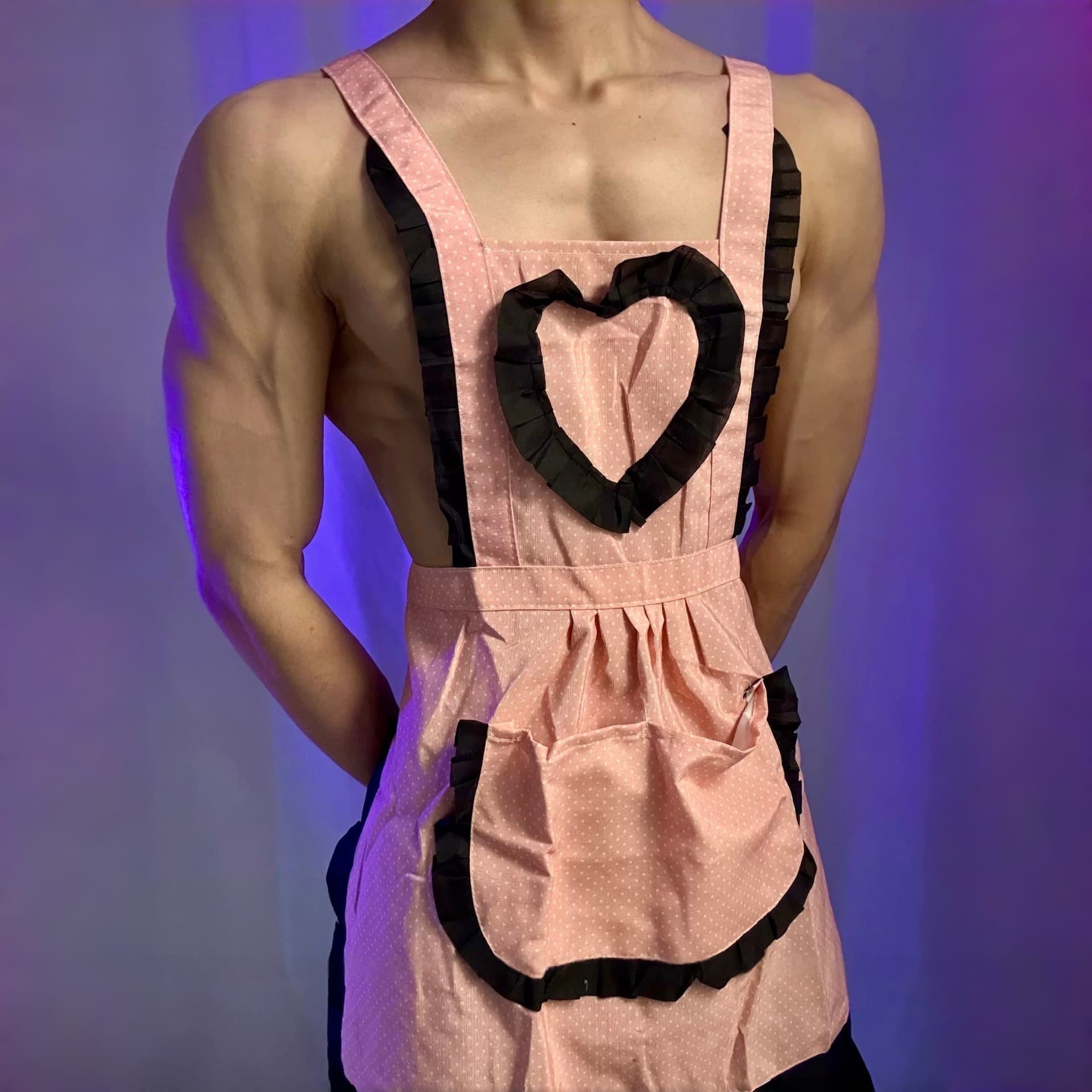 Drunken cellar seduction pink male servant outfit cosplay loungewear crossdressing apron sexy bellyband lace-up top M