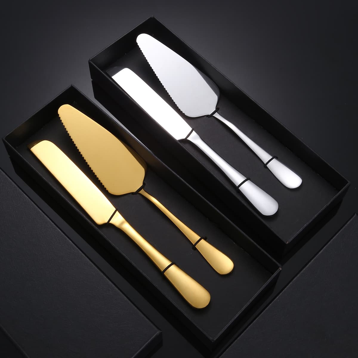 Stainless Steel Cake Knife Spatula 2-Piece Set - Wedding Party Baking Pizza and Cheese Bread Knife (Amazon Best Seller)