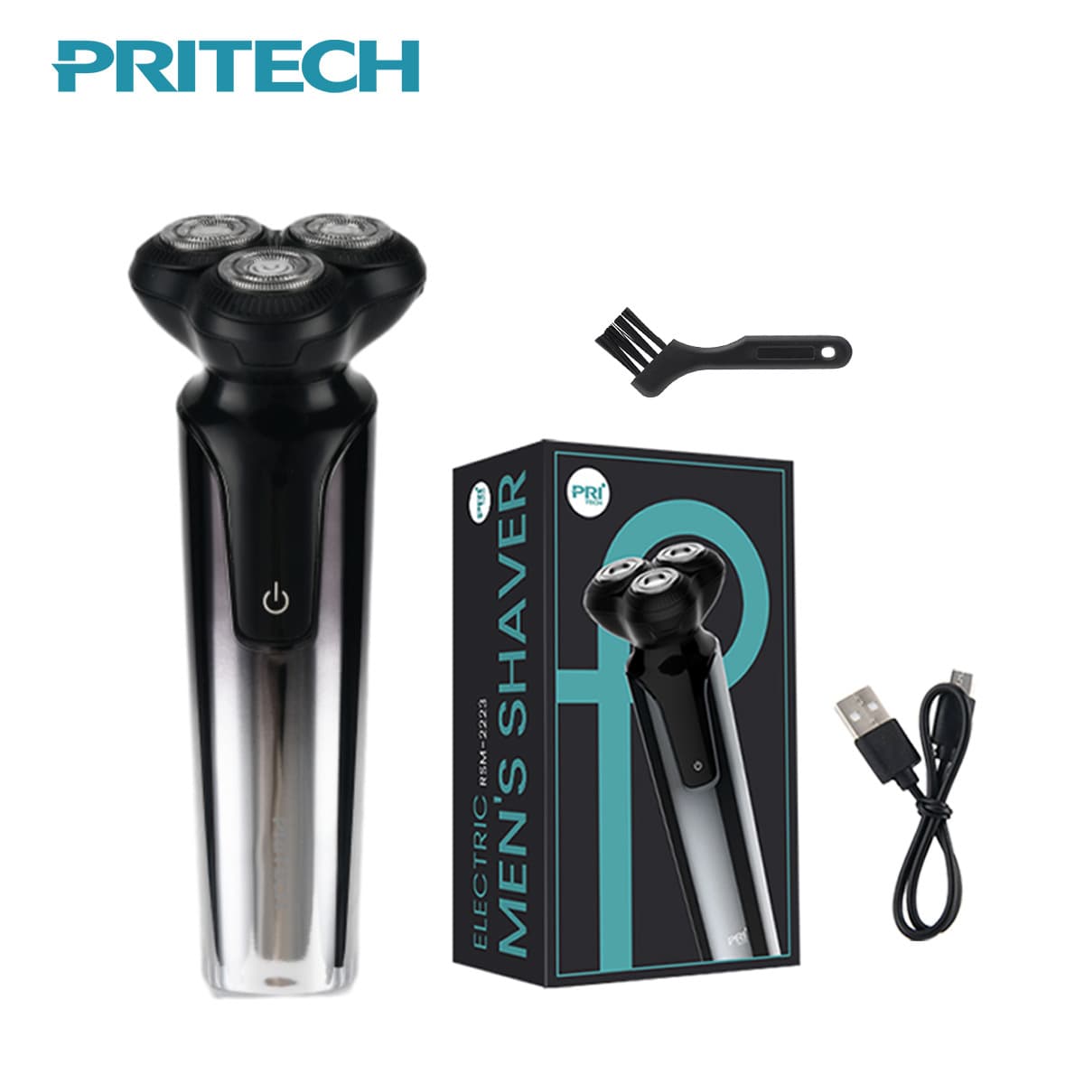 Pritech Electric Shaver Full Body Waterproof LED Display Rechargeable Floating Blade Shaving Razor for Men USB Plug in Wet And Dry Use
