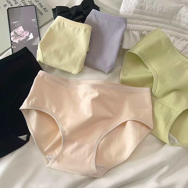 Original Solid Color Simple Cute Cartoon Ladies Panties Comfortable Breathable Panties Pure Cotton Grotch Butt-Hugging Ladies Triangle Panties