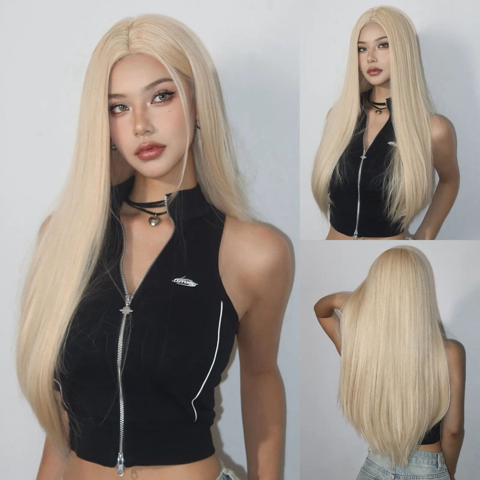 European and American cross-border women's full wig long straight hair synthetic hair wigs