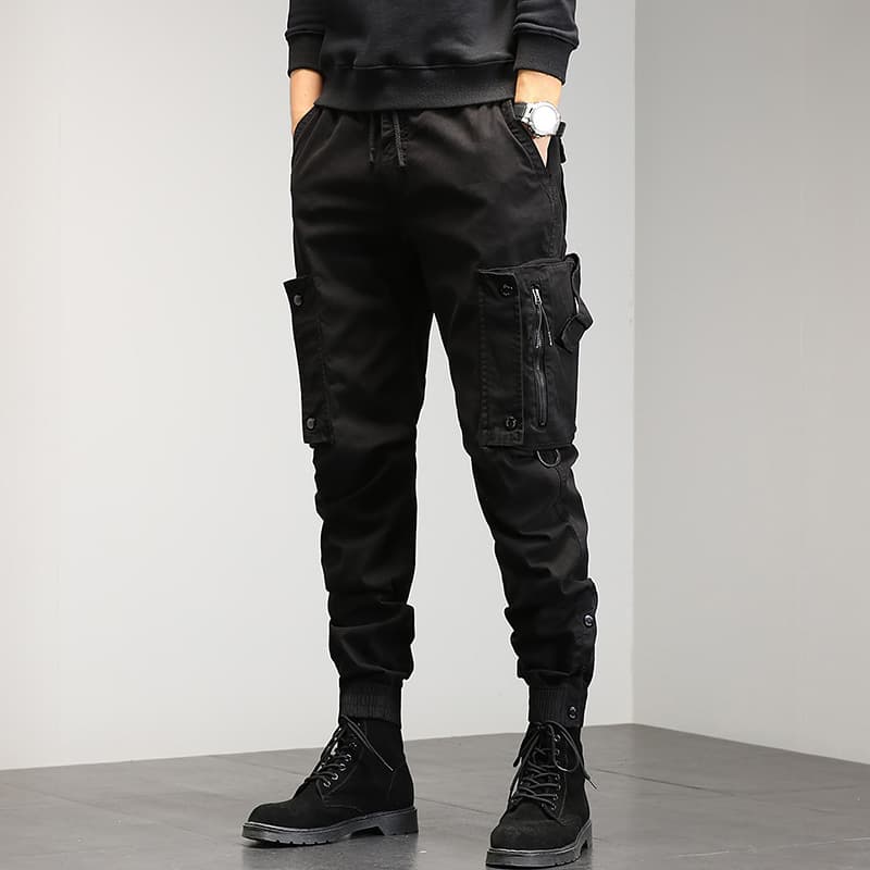 Men's Loose Fit Harem Workwear Pants Autumn Trendy Japanese Style Casual Trousers Long Loose Cuffed Cotton Urban Fashion